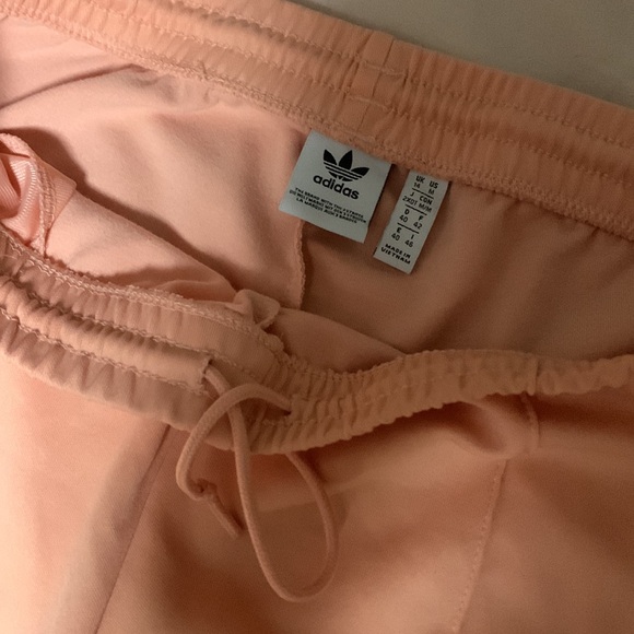 Adidas Drawstring Peach Pink Three Stripes Tapered Pants with Ankle Zippers - Picture 5 of 5